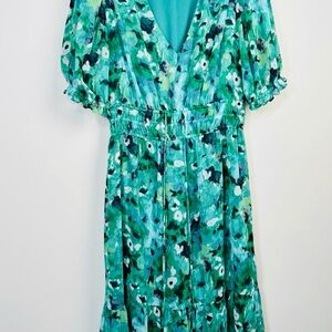 Maggy London Green Floral Maxi Dress
